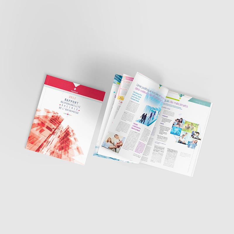 Couverture et pages intérieures du rapport RSE